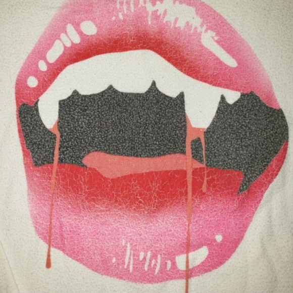 HTF Wildfox Vampire Lips Fangs Jumper Sweater - Picture 4 of 7